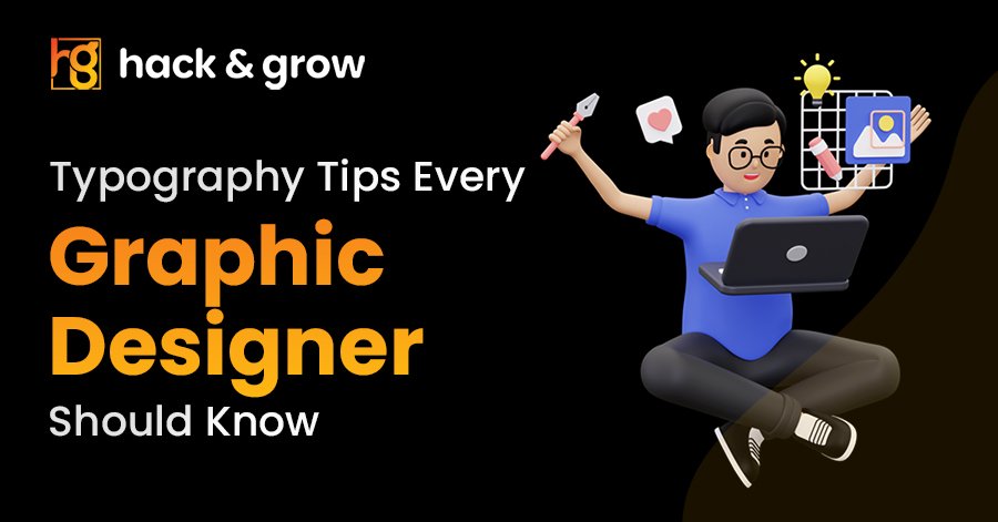 A modern and minimalist blog title design that reads 'Typography Tips Every Graphic Designer Should Know.' The background has a light gradient, with playful typography fonts in varying sizes and styles. Decorative accents include stylized letters and design tools, creating a creative, typography-focused theme.